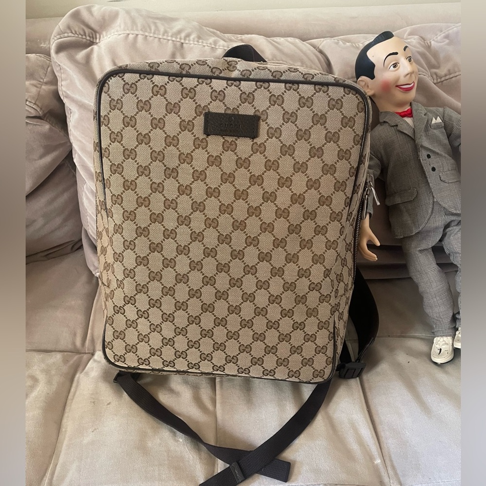 Gucci GG Monogram Beige Supreme Canvas Travel Backpack Rucksack Unisex